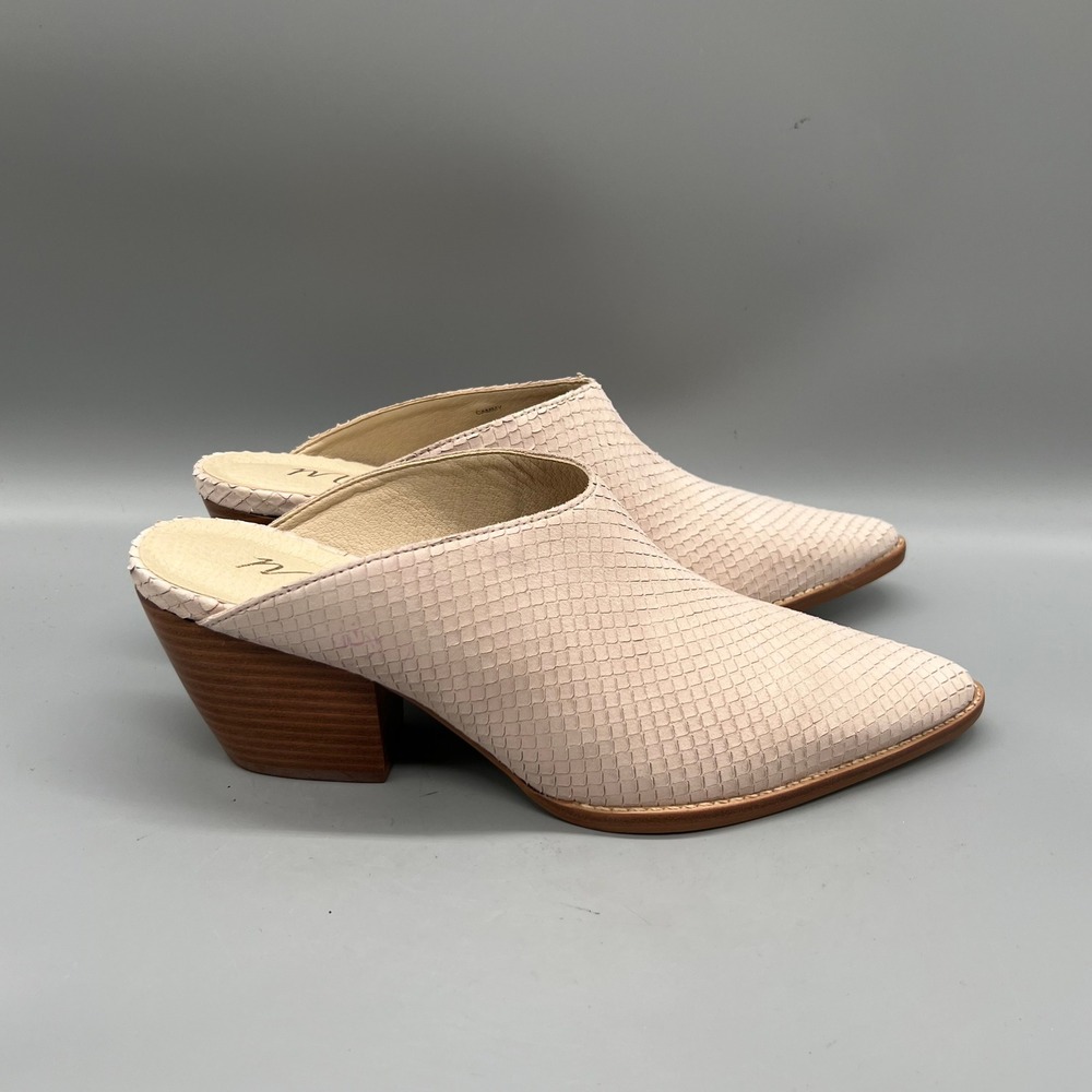 Matisse Shoes Womens 8.5 Pink Snakeskin Embossed Leather Cammy Mules Pointed Toe